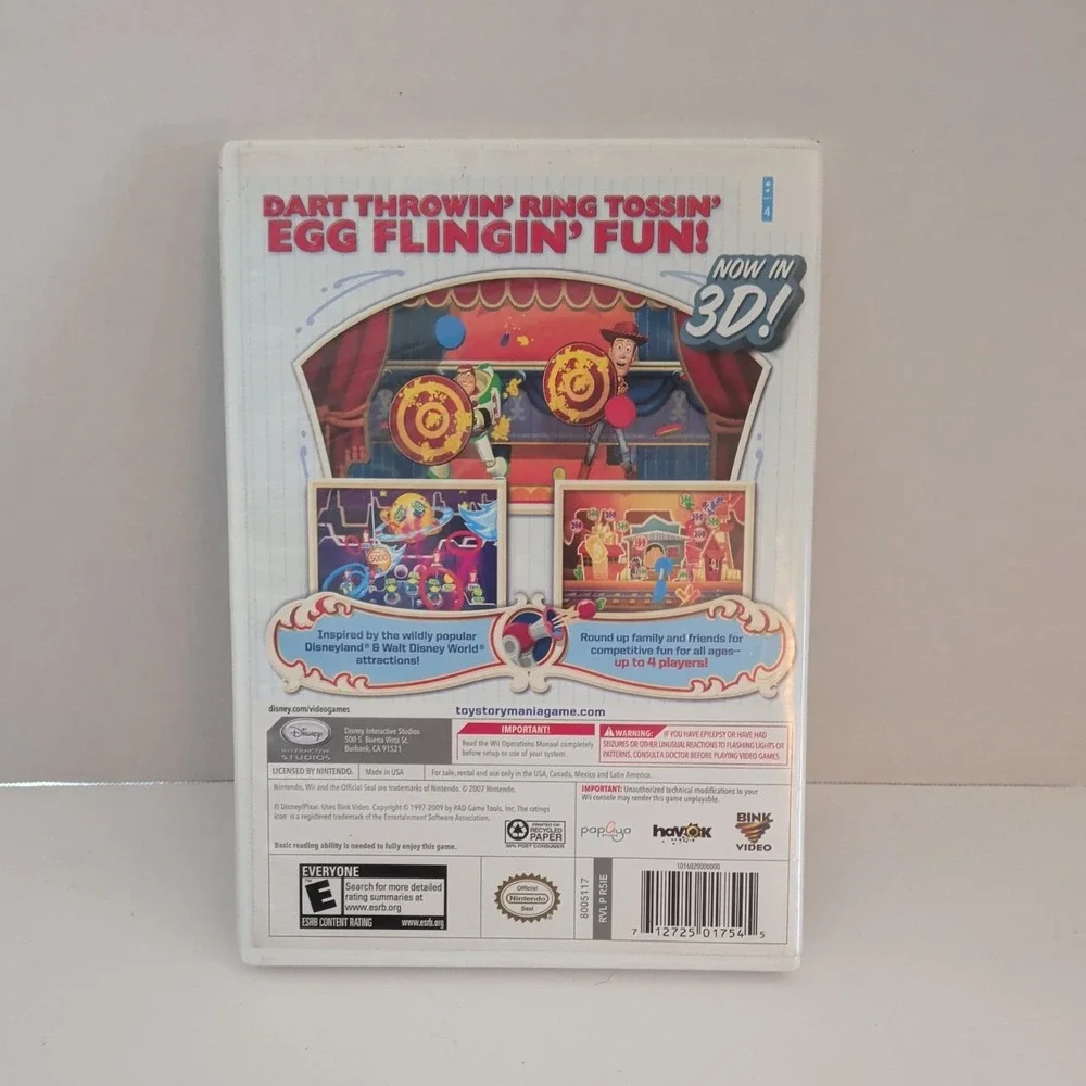 Disney Pixar Toy Story Mania Nintendo Wii Video Game RVL P R51E 2009